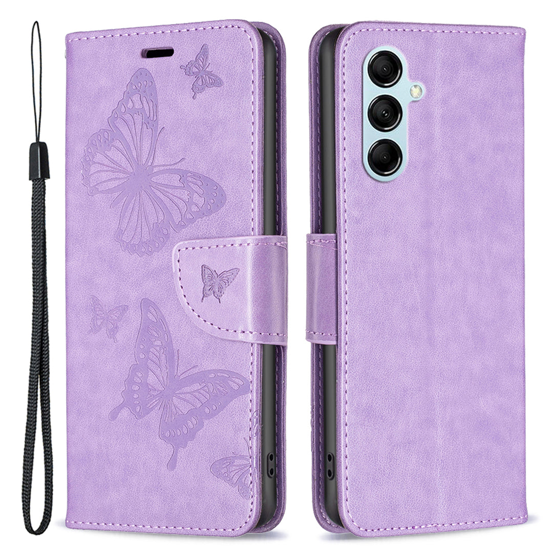 For Samsung Galaxy M14 5G Wallet Stand Phone Leather Case Butterfly Imprinted Phone Cover with Strap For Samsung Galaxy M14 5G Wallet Stand Phone Leather Case Butterfly Imprinted Phone Cover with Strap